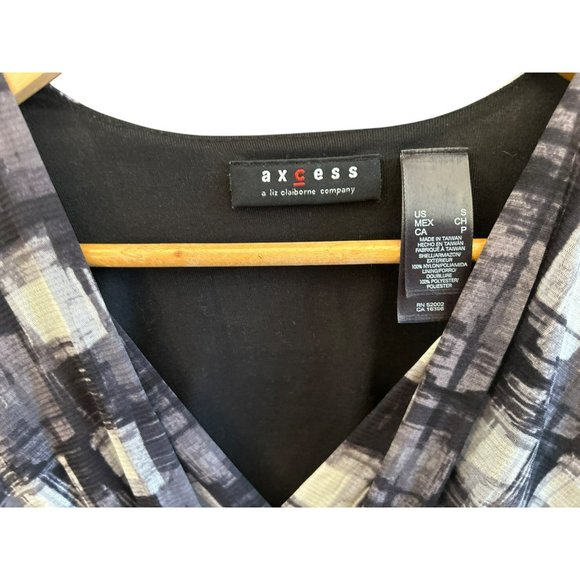 Y2K Axcess By Liz Claiborne Back White Plaid Print Babydoll Blouse Size Small - Picture 2 of 6